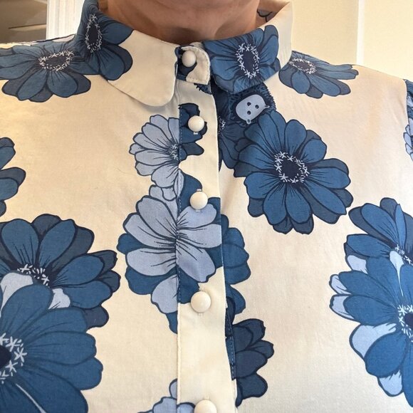 ModCloth x Collectif Blue Floral Peplum Blouse with Hedgehogs – Size 20 - Picture 4 of 13